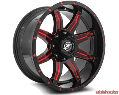 XF Off-Road XF-215 Wheel 20x10 5x127|5x139.7 -12mm Gloss Black w/ Red Milled - XF-215201051271397-12GBRM