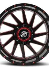 XF Off-Road XF-216 Wheel 20x9 Blank 0mm Gloss Black w/ Red Milled                                     - XF-21620905X6XBL+0GBRM - Image 2