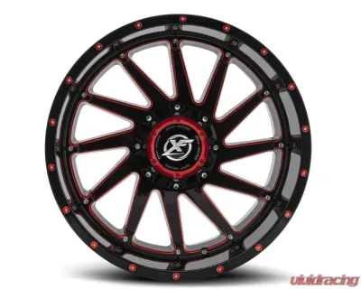 XF Off-Road XF-216 Wheel 20x9 Blank 0mm Gloss Black w/ Red Milled - XF-21620905X6XBL+0GBRM