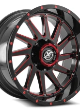 XF Off-Road XF-216 Wheel 20x9 Blank 0mm Gloss Black w/ Red Milled                                     - XF-21620905X6XBL+0GBRM - Image 2