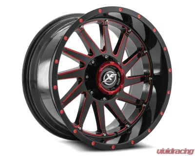 XF Off-Road XF-216 Wheel 20x9 Blank 0mm Gloss Black w/ Red Milled - XF-21620905X6XBL+0GBRM