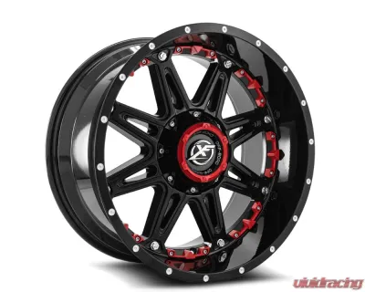 XF Off-Road XF-217 Wheel 20x10 5x114.3|5x127 -24mm Gloss Black w/ Red Inserts - XF-217201051143127-24GBRIS