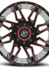 XF Off-Road XF-218 Wheel 20x10 Blank -12mm Gloss Black w/ Red Milled                                     - XF-21820105X6XBL-12GBRM - Image 2