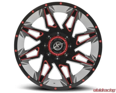 XF Off-Road XF-218 Wheel 20x10 Blank -12mm Gloss Black w/ Red Milled - XF-21820105X6XBL-12GBRM