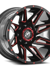 XF Off-Road XF-218 Wheel 20x10 Blank -12mm Gloss Black w/ Red Milled                                     - XF-21820105X6XBL-12GBRM - Image 2