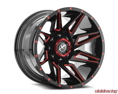 XF Off-Road XF-218 Wheel 20x10 Blank -12mm Gloss Black w/ Red Milled - XF-21820105X6XBL-12GBRM