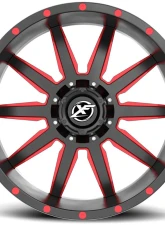 XF Off-Road XF-219 Wheel 20x9 5x127|5x139.7 12mm Gloss Black w/ Red Milled                                     - XF-219209051271397+12GBRM - Image 2