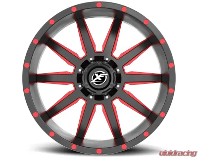 XF Off-Road XF-219 Wheel 20x9 5x127|5x139.7 12mm Gloss Black w/ Red Milled - XF-219209051271397+12GBRM