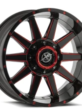 XF Off-Road XF-219 Wheel 20x9 5x127|5x139.7 12mm Gloss Black w/ Red Milled                                     - XF-219209051271397+12GBRM - Image 2