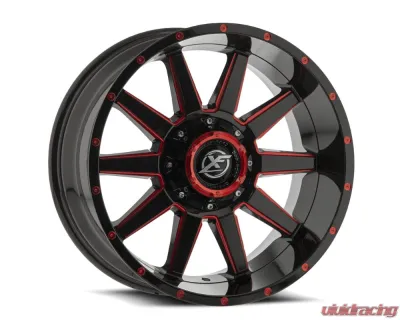XF Off-Road XF-219 Wheel 20x9 5x127|5x139.7 12mm Gloss Black w/ Red Milled - XF-219209051271397+12GBRM