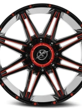 XF Off-Road XF-220 Wheel 17x9 5x127|5x139.7 12mm Gloss Black w/ Red Milled                                     - XF-220179051271397+12GBRM - Image 2