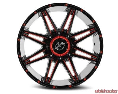 XF Off-Road XF-220 Wheel 17x9 5x127|5x139.7 12mm Gloss Black w/ Red Milled - XF-220179051271397+12GBRM