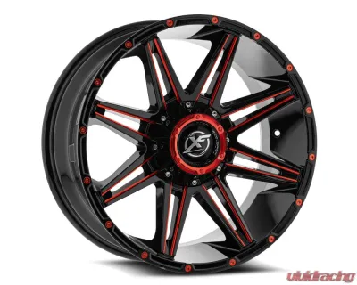 XF Off-Road XF-220 Wheel 17x9 5x127|5x139.7 12mm Gloss Black w/ Red Milled - XF-220179051271397+12GBRM