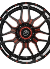 XF Off-Road XF-222 Wheel 20x10 5x127|5x139.7 -12mm Gloss Black w/ Red Milled                                     - XF-222201051271397-12GBRM - Image 2
