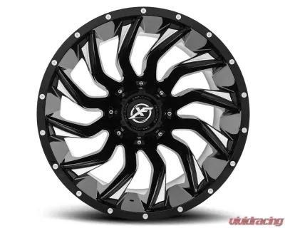 XF Off-Road XF-224 Wheel 22x12 Blank -44mm Gloss Black Milled - XF-22422125X6XBL-44GBM