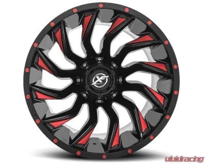 XF Off-Road XF-224 Wheel 22x12 Blank -44mm Gloss Black w/ Red Milled - XF-22422125X6XBL-44GBRM