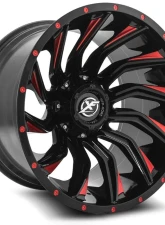 XF Off-Road XF-224 Wheel 22x12 Blank -44mm Gloss Black w/ Red Milled                                     - XF-22422125X6XBL-44GBRM - Image 2