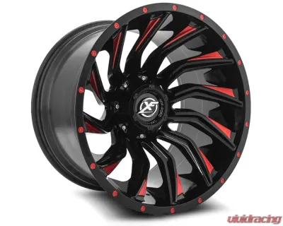 XF Off-Road XF-224 Wheel 22x12 Blank -44mm Gloss Black w/ Red Milled - XF-22422125X6XBL-44GBRM