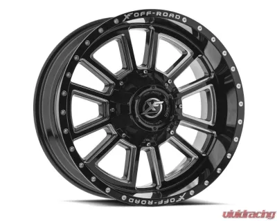 XF Off-Road XF-225 Wheel 20x10 5x114.3|5x127 -12mm Gloss Black Milled - XF-225201051143127-12GBML