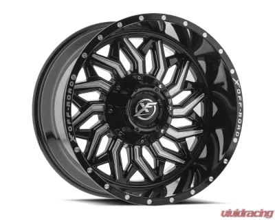 XF Off-Road XF-228 Wheel 20x12 5x114.3|5x127 -44mm Gloss Black Milled - XF-228201251143127-44GBML