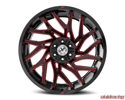 XF Off-Road XF-229 Wheel 20x9 5x127|5x139.7 12mm Gloss Black w/ Red Milled - XF-229209051271397+12GBRM