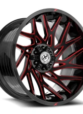 XF Off-Road XF-229 Wheel 20x9 5x127|5x139.7 12mm Gloss Black w/ Red Milled                                     - XF-229209051271397+12GBRM - Image 2