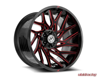 XF Off-Road XF-229 Wheel 20x9 5x127|5x139.7 12mm Gloss Black w/ Red Milled - XF-229209051271397+12GBRM