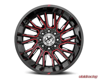 XF Off-Road XF-230 Wheel 22x10 8x165.1|8x180 -18mm Gloss Black w/ Red Milled - XF-230221081651180-18BMR