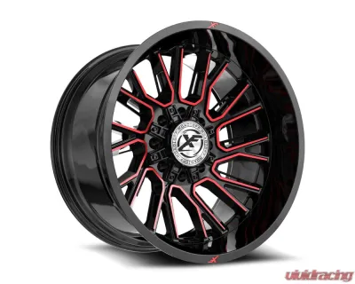 XF Off-Road XF-230 Wheel 22x10 8x165.1|8x180 -18mm Gloss Black w/ Red Milled - XF-230221081651180-18BMR