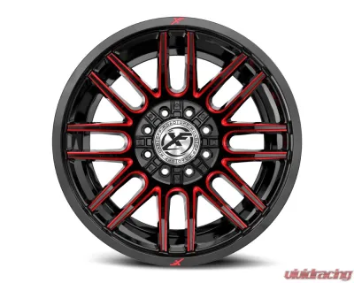 XF Off-Road XF-232 Wheel 20x10 8x165.1|8x170 -24mm Gloss Black w/ Red Milled - XF-232201081651170-24GBRM