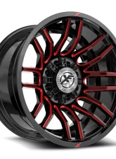 XF Off-Road XF-232 Wheel 20x10 8x165.1|8x170 -24mm Gloss Black w/ Red Milled                                     - XF-232201081651170-24GBRM - Image 2