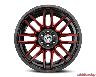 XF Off-Road XF-232 Wheel 26x12 Blank -44mm Gloss Black w/ Red Milled - XF-2322612BLANK-44GBMLR