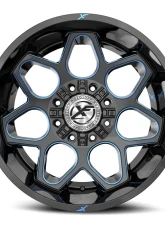XF Off-Road XF-233 Wheel 20x10 8x165.1|8x170 -12mm Gloss Black w/ Blue Milled                                     - XF-233201081651170-12GBBM - Image 2
