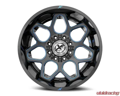 XF Off-Road XF-233 Wheel 20x10 8x165.1|8x170 -12mm Gloss Black w/ Blue Milled - XF-233201081651170-12GBBM