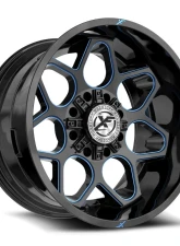XF Off-Road XF-233 Wheel 20x10 8x165.1|8x170 -12mm Gloss Black w/ Blue Milled                                     - XF-233201081651170-12GBBM - Image 2