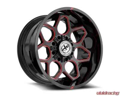 XF Off-Road XF-233 Wheel 20x10 8x165.1|8x180 -12mm Gloss Black w/ Red Milled - XF-233201081651180-12GBMLR