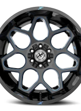 XF Off-Road XF-233 Wheel 26x12 5x127|5x139.7 -44mm Gloss Black w/ Blue Milled                                     - XF-233261251271397-44GBBM - Image 2