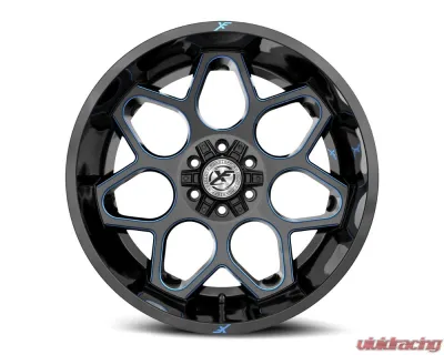XF Off-Road XF-233 Wheel 26x12 5x127|5x139.7 -44mm Gloss Black w/ Blue Milled - XF-233261251271397-44GBBM