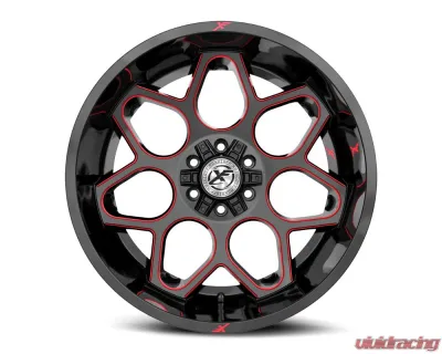 XF Off-Road XF-233 Wheel 22x12 Blank -44mm Gloss Black w/ Red Milled - XF-23322125X6XBLANK-44GBMLR