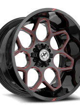 XF Off-Road XF-233 Wheel 22x12 Blank -44mm Gloss Black w/ Red Milled                                     - XF-23322125X6XBLANK-44GBMLR - Image 2