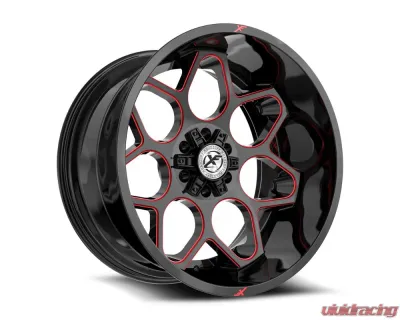 XF Off-Road XF-233 Wheel 22x12 Blank -44mm Gloss Black w/ Red Milled - XF-23322125X6XBLANK-44GBMLR