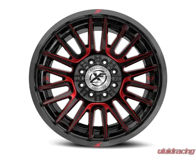 XF Off-Road XF-234 Wheel 22x12 8x170|8x180 -44mm Gloss Black w/ Red Milled - XF-23422128170180-44GBMRED