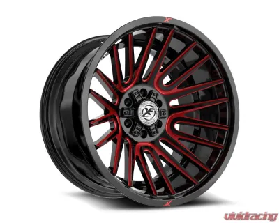 XF Off-Road XF-234 Wheel 26x12 Blank -44mm Gloss Black w/ Red Milled - XF-2342612BLANK-44GBMRED