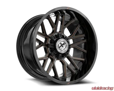 XF Off-Road XF-235 Wheel 20x10 8x165.1|8x170 -12mm Gloss Black w/ Bronze Milled - XF-235201081651170-12GBZM