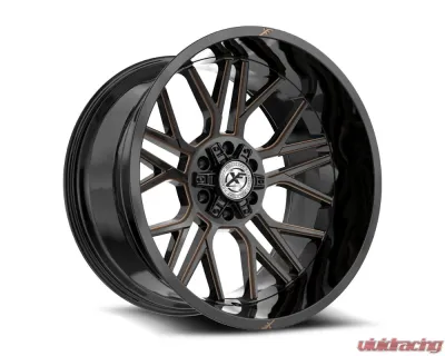 XF Off-Road XF-235 Wheel 24x12 6x135|6x139.7 -44mm Gloss Black w/ Bronze Milled - XF-235241261351397-44GBZM