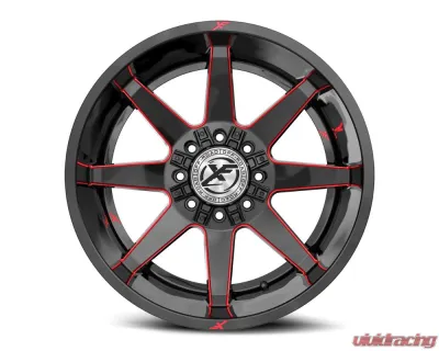 XF Off-Road XF-236 Wheel 20x12 8x170|8x165.1 -44mm Gloss Black w/ Red Milled - XF-236201281701651-44GBMLR