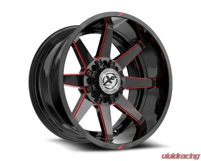 XF Off-Road XF-236 Wheel 20x12 8x170|8x165.1 -44mm Gloss Black w/ Red Milled - XF-236201281701651-44GBMLR