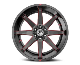 XF Off-Road XF-236 Wheel 20x9 5x127|5x139.7 0mm Gloss Black w/ Red Milled