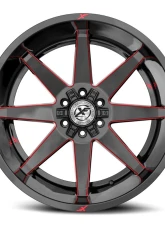 XF Off-Road XF-236 Wheel 20x12 6x135|6x139.7 -44mm Gloss Black w/ Red Milled                                     - XF-236201261351397-44GBRM - Image 2
