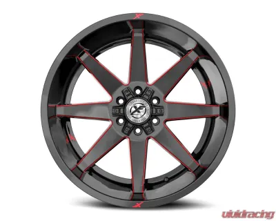 XF Off-Road XF-236 Wheel 20x12 6x135|6x139.7 -44mm Gloss Black w/ Red Milled - XF-236201261351397-44GBRM